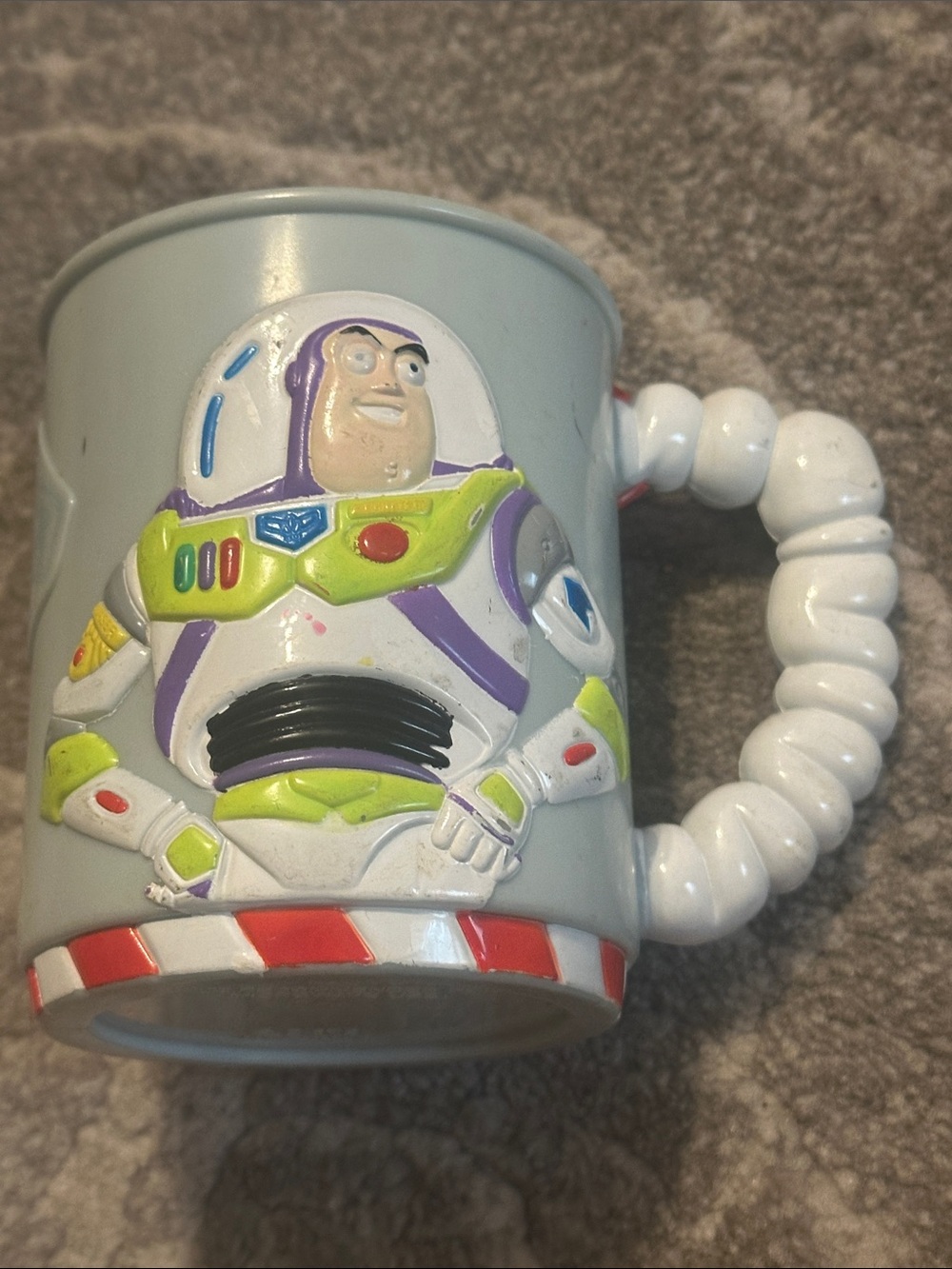 Vintage Disney Buzz Lightyear Kids Mug in Gray, White and Green